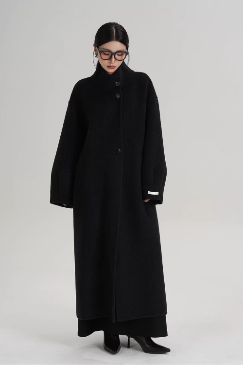 Mock Neck Long Coat
