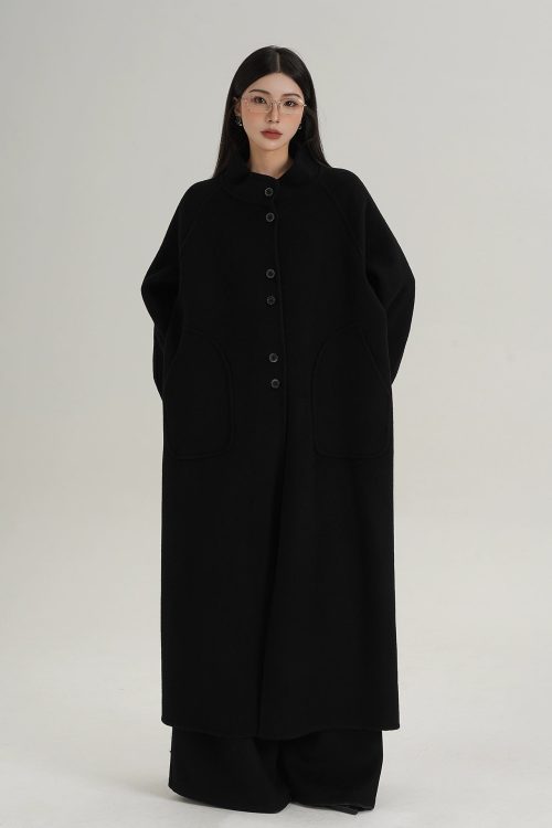 Mock Neck Long Coat