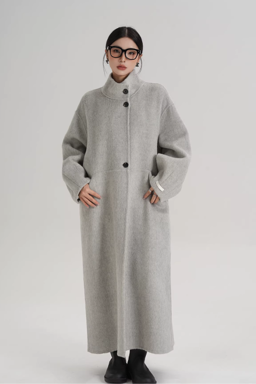 Mock Neck Long Coat