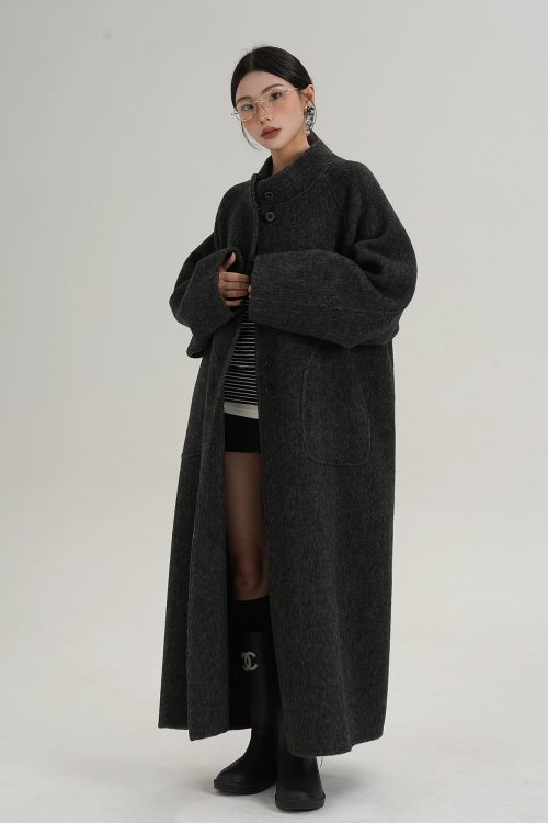 Mock Neck Long Coat