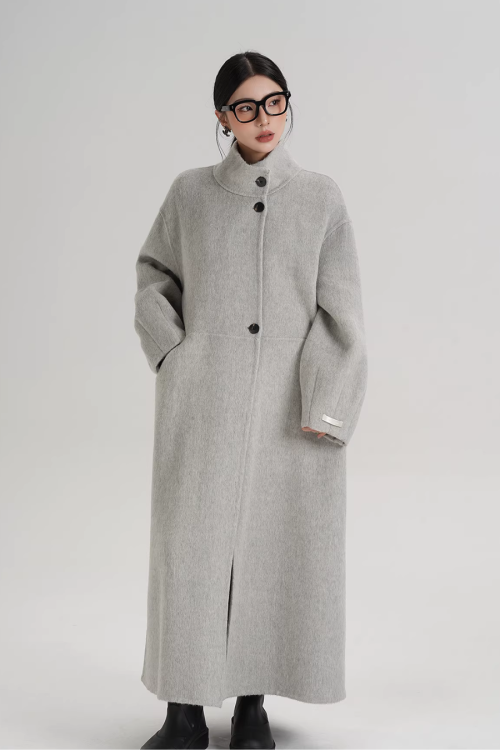 Mock Neck Long Coat