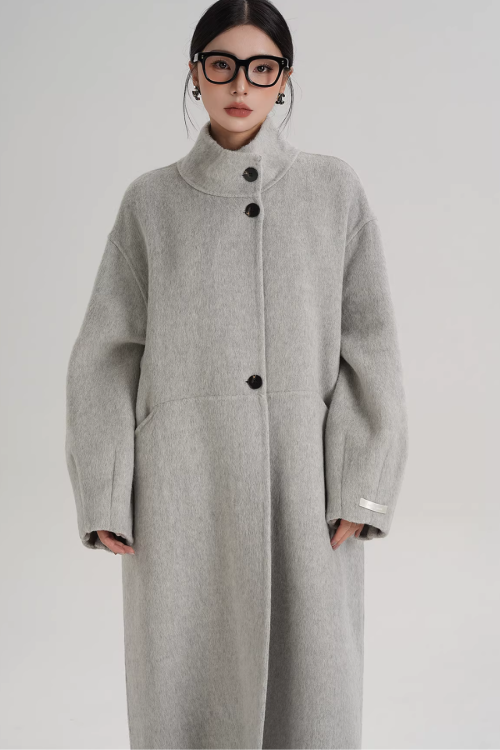Mock Neck Long Coat