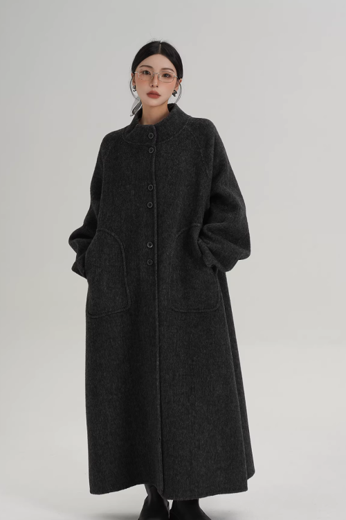 Mock Neck Long Coat