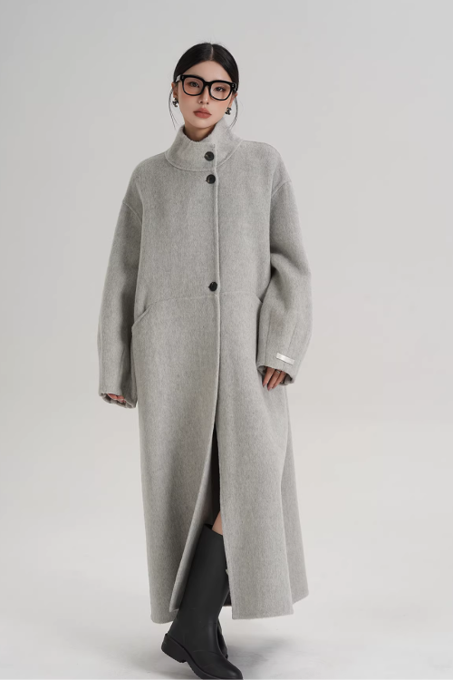 Mock Neck Long Coat