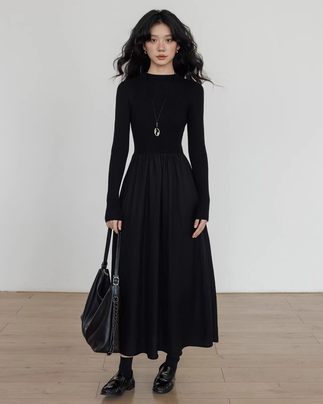 Mock Neck Top Docking Flare Skirt Mock Neck Top Docking Flare Skirt