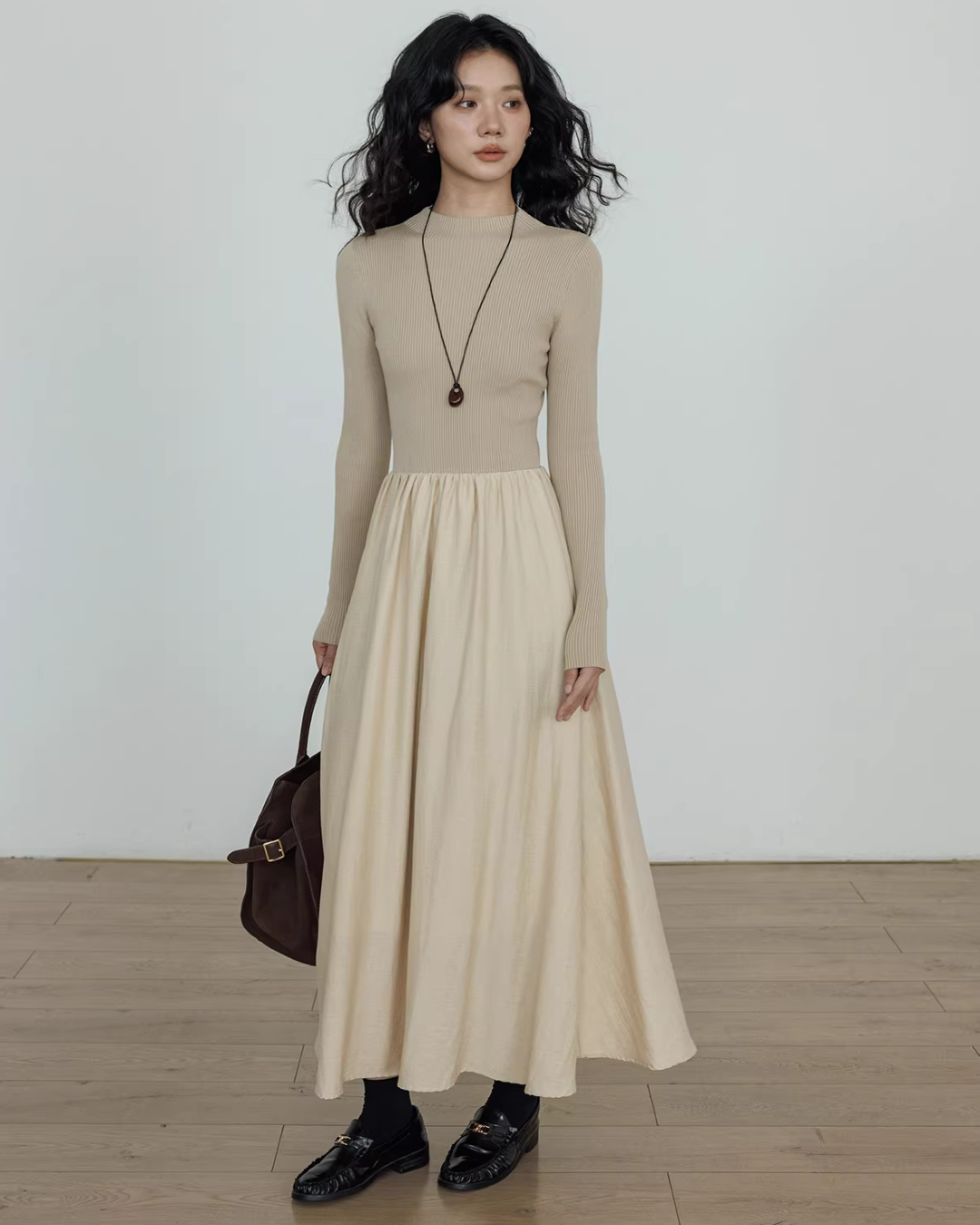 Mock Neck Top Docking Flare Skirt Mock Neck Top Docking Flare Skirt