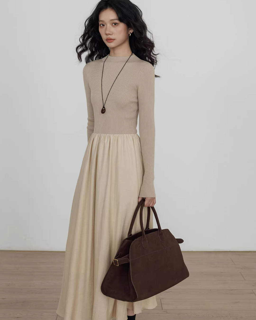 Mock Neck Top Docking Flare Skirt Mock Neck Top Docking Flare Skirt