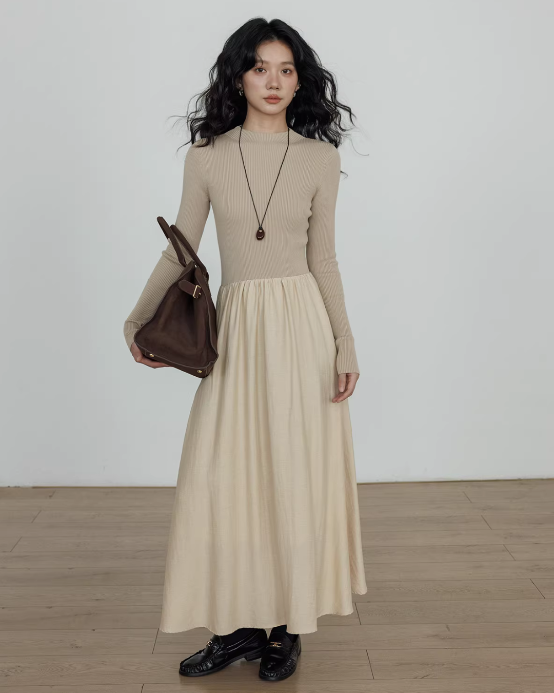 Mock Neck Top Docking Flare Skirt Mock Neck Top Docking Flare Skirt