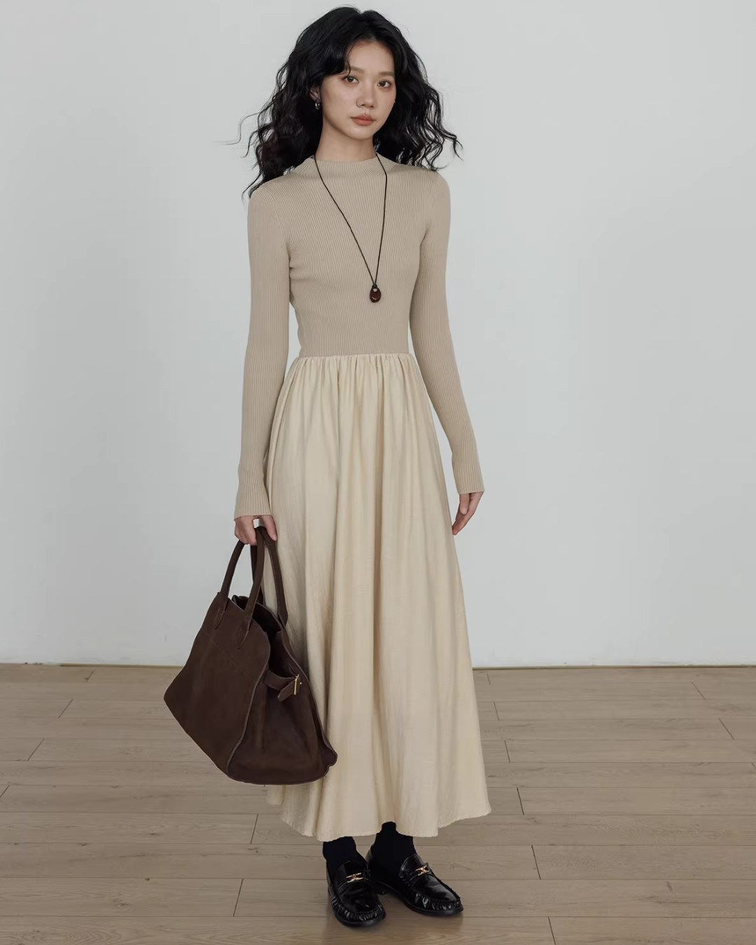 Mock Neck Top Docking Flare Skirt Mock Neck Top Docking Flare Skirt