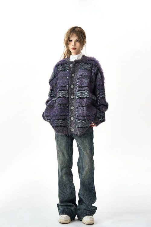 Multi Border Knit Cardigan