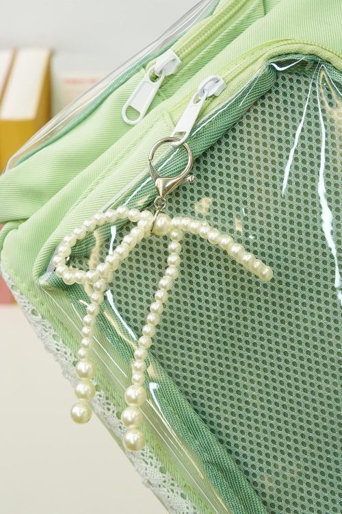 Multicolored Kawaii Ita Shoulder Bag with Clear Window for Plushies and Pins