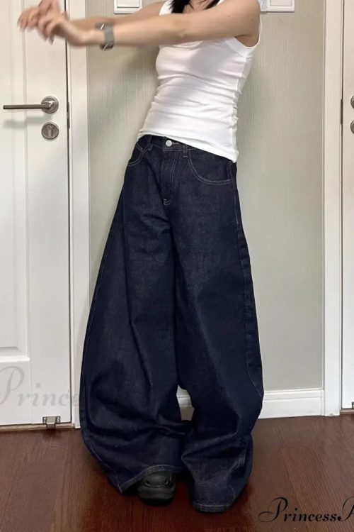 New American Women Black High Street Vibe Wide-Leg Autumn Winter Men And Women Washed Loose Straight Pants Jeans