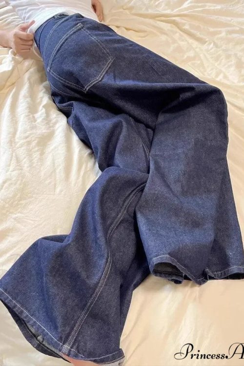 New American Women Black High Street Vibe Wide-Leg Autumn Winter Men And Women Washed Loose Straight Pants Jeans