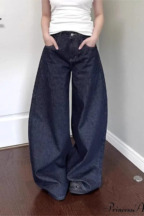 New American Women Black High Street Vibe Wide-Leg Autumn Winter Men And Women Washed Loose Straight Pants Jeans