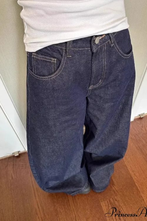 New American Women Black High Street Vibe Wide-Leg Autumn Winter Men And Women Washed Loose Straight Pants Jeans