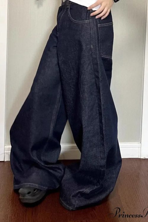 New American Women Black High Street Vibe Wide-Leg Autumn Winter Men And Women Washed Loose Straight Pants Jeans