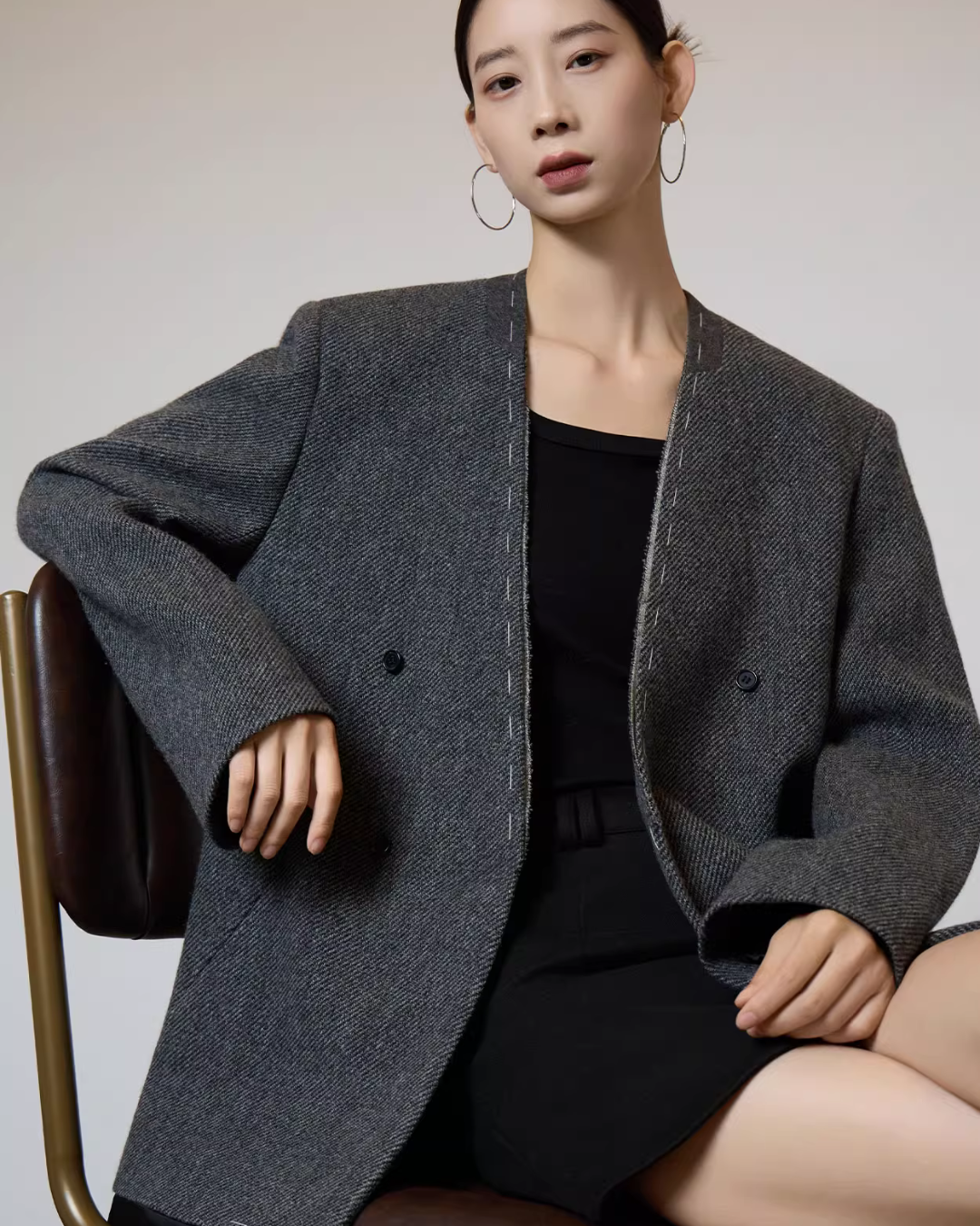 No Collar Short Coat No Collar Short Coat