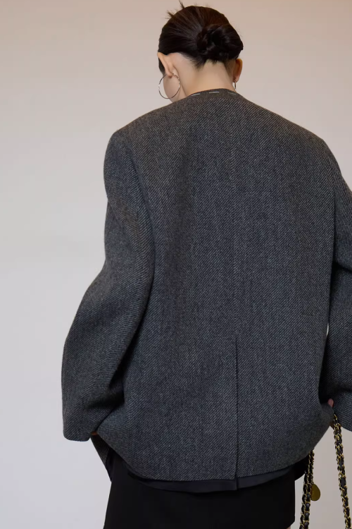 No Collar Short Coat