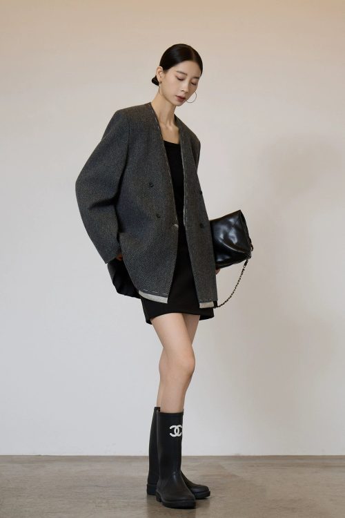 No Collar Short Coat