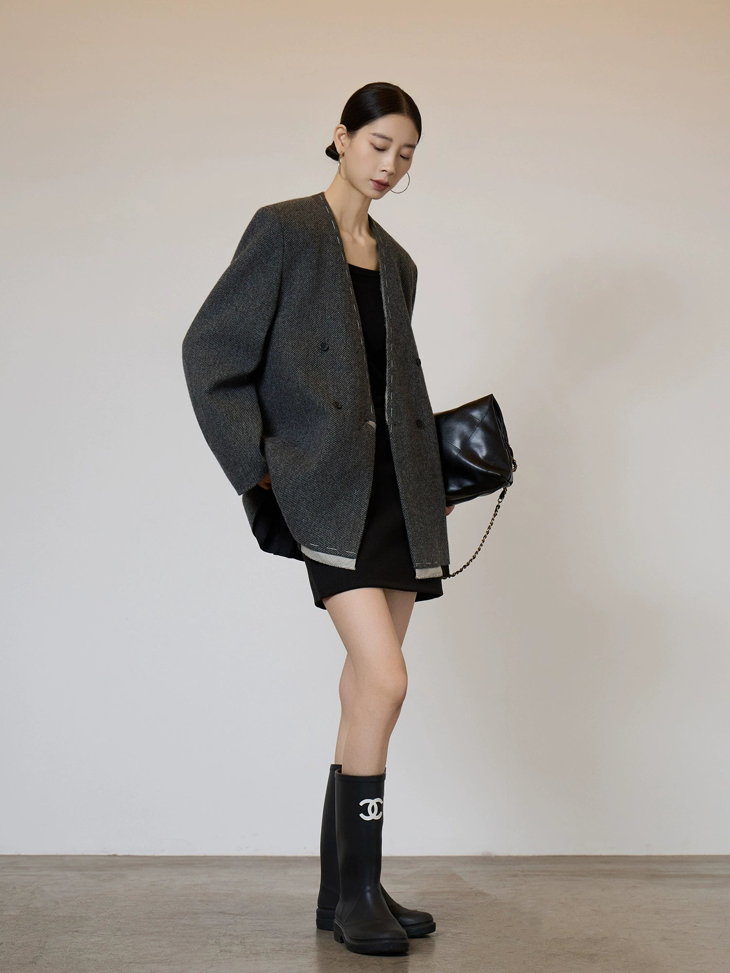 No Collar Short Coat No Collar Short Coat