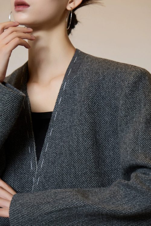 No Collar Short Coat