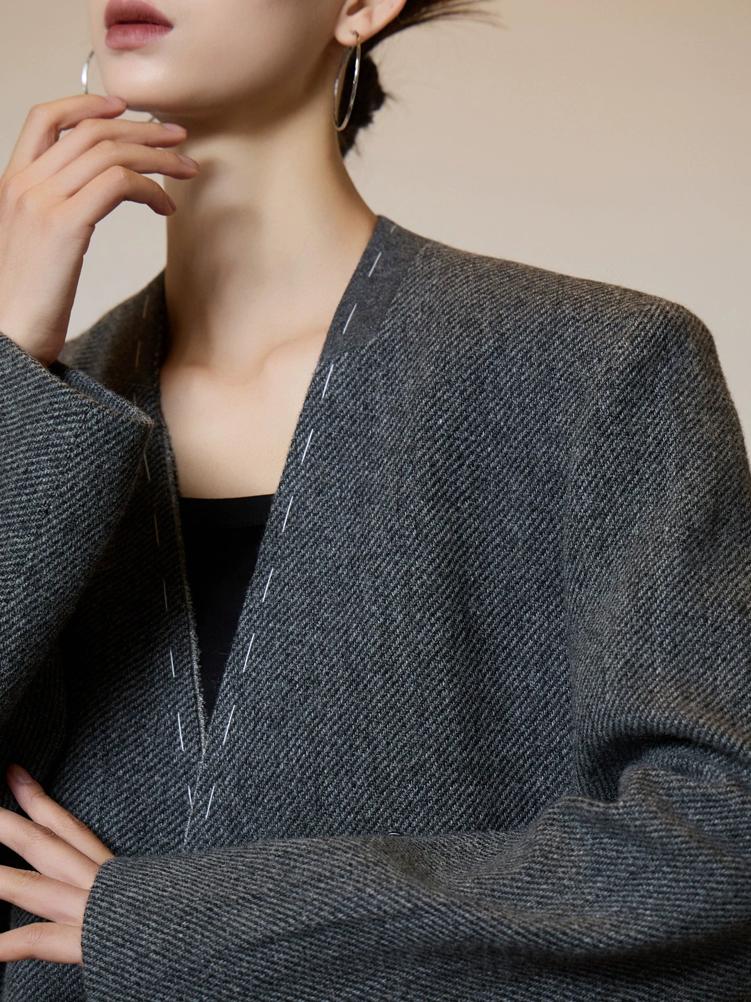 No Collar Short Coat No Collar Short Coat