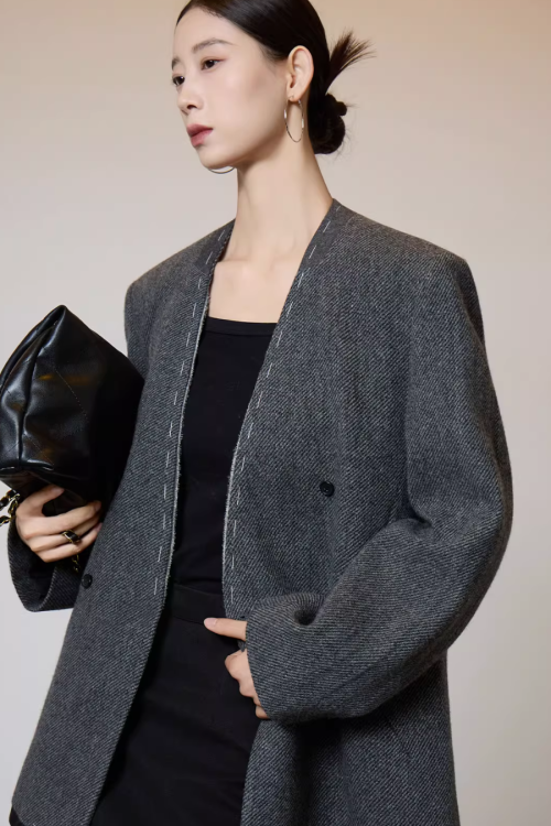 No Collar Short Coat