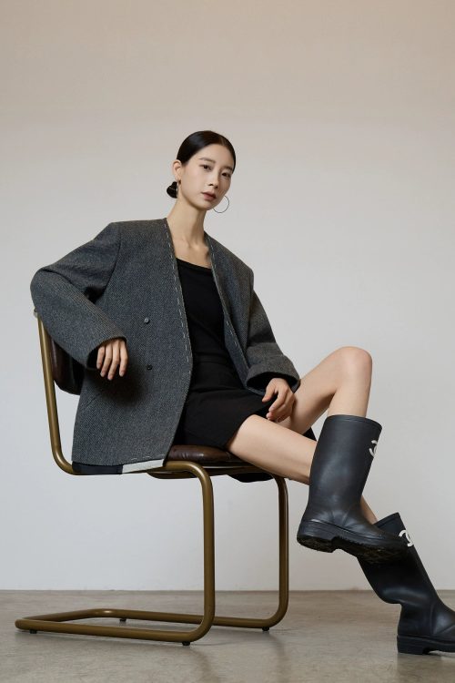 No Collar Short Coat