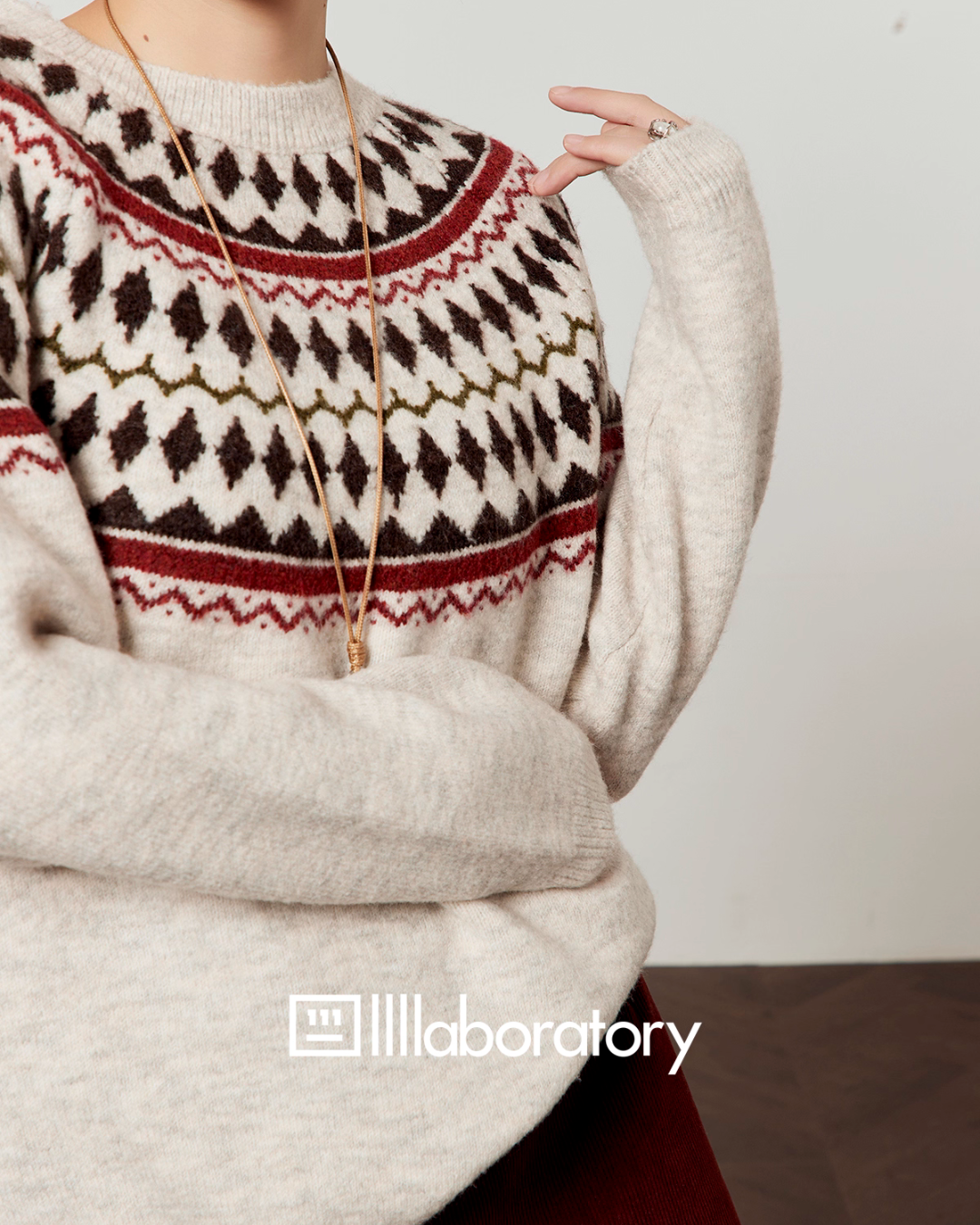 Nordic Crew Neck Knit / Suede Mini Skirt Nordic Crew Neck Knit / Suede Mini Skirt