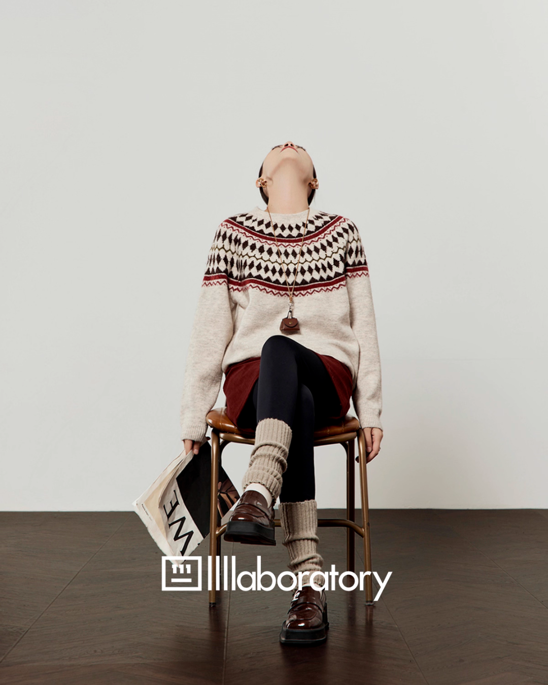 Nordic Crew Neck Knit / Suede Mini Skirt Nordic Crew Neck Knit / Suede Mini Skirt