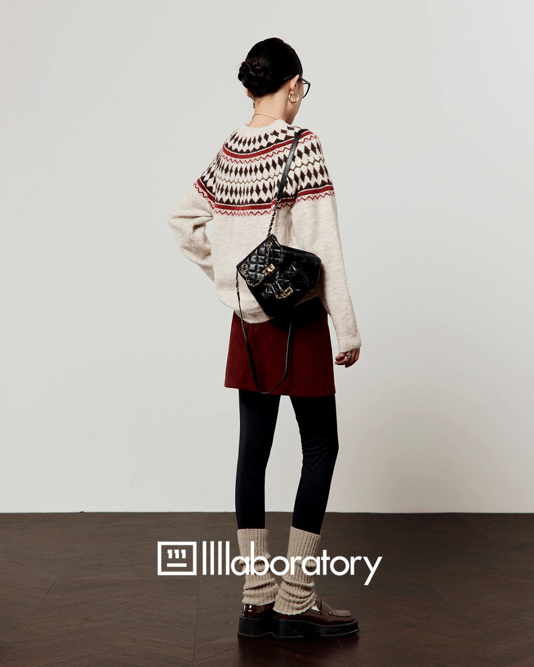 Nordic Crew Neck Knit / Suede Mini Skirt Nordic Crew Neck Knit / Suede Mini Skirt