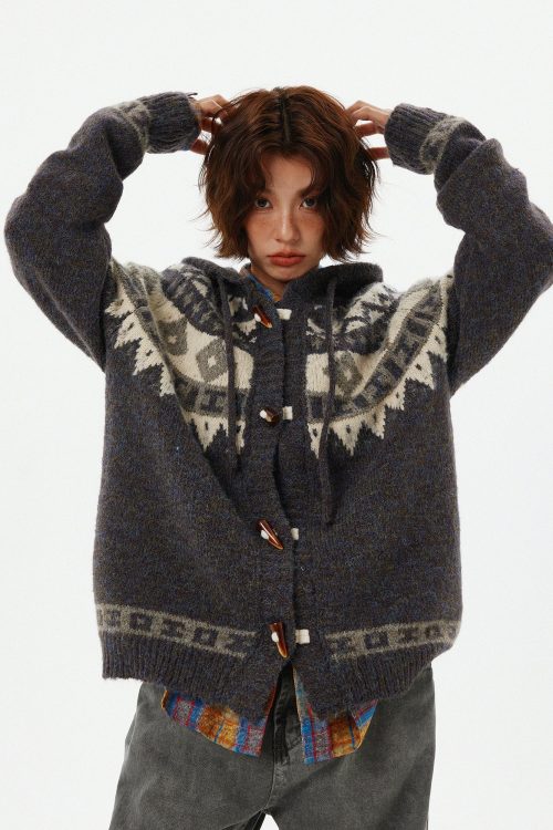 Nordic Duffle Button Knit Cardigan