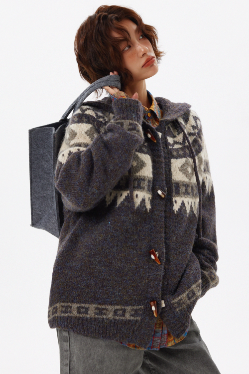 Nordic Duffle Button Knit Cardigan
