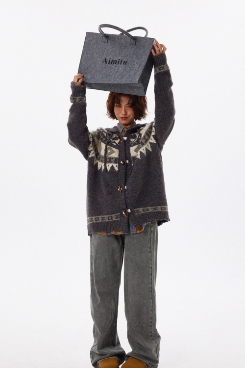 Nordic Duffle Button Knit Cardigan