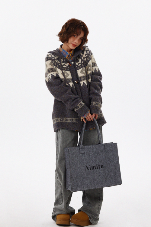 Nordic Duffle Button Knit Cardigan