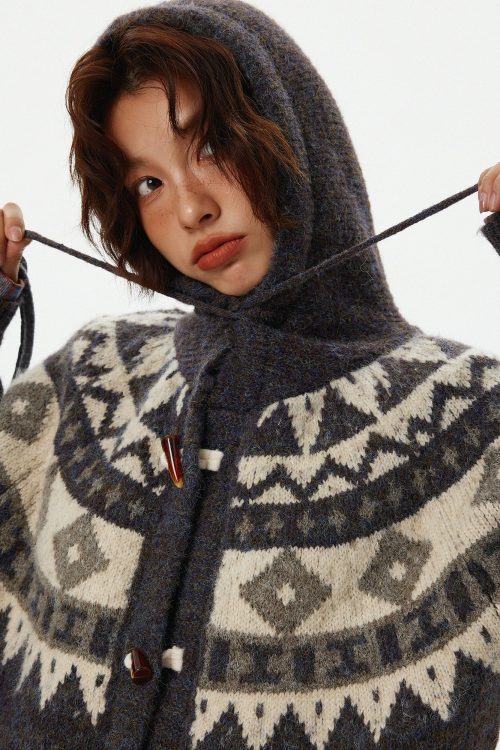 Nordic Duffle Button Knit Cardigan