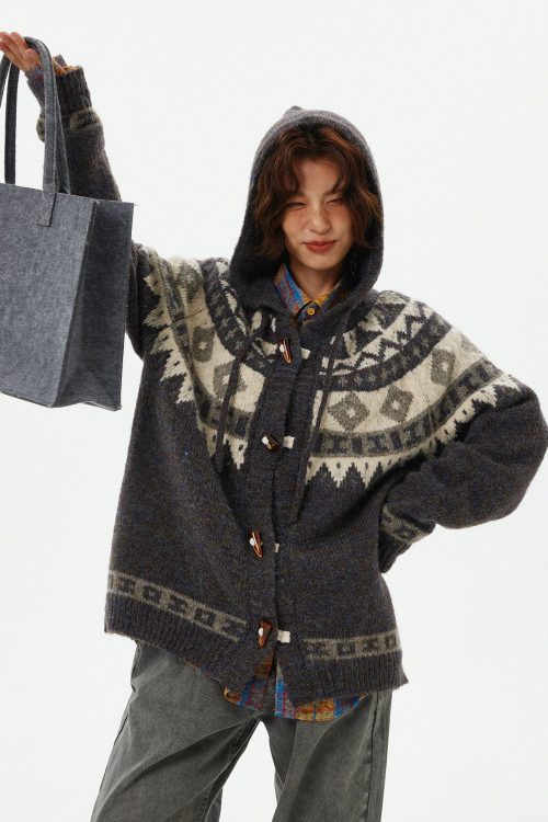 Nordic Duffle Button Knit Cardigan