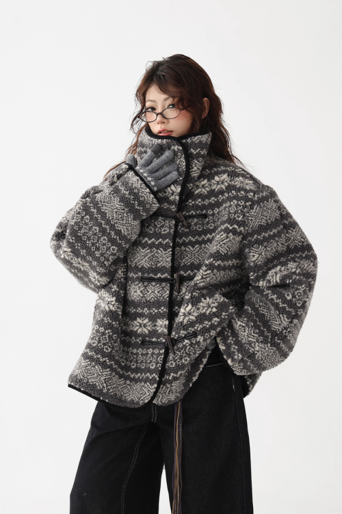 Nordic Pattern Fleece Jacket