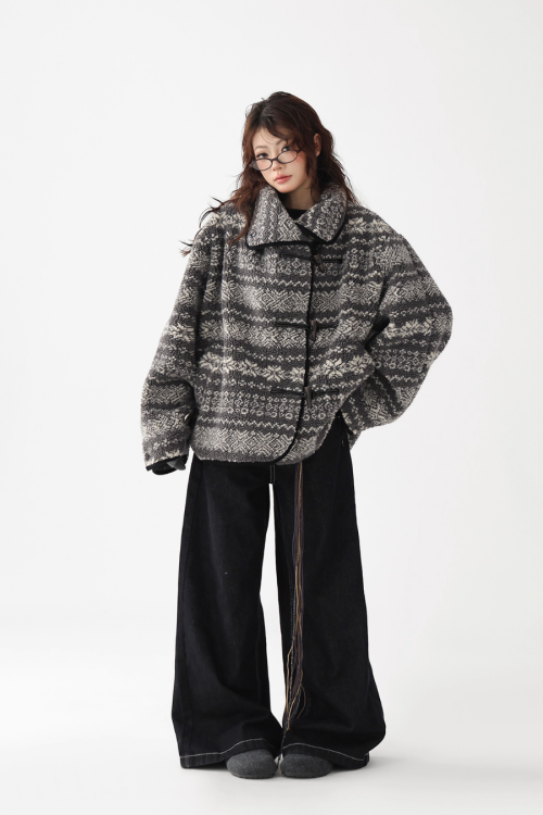 Nordic Pattern Fleece Jacket