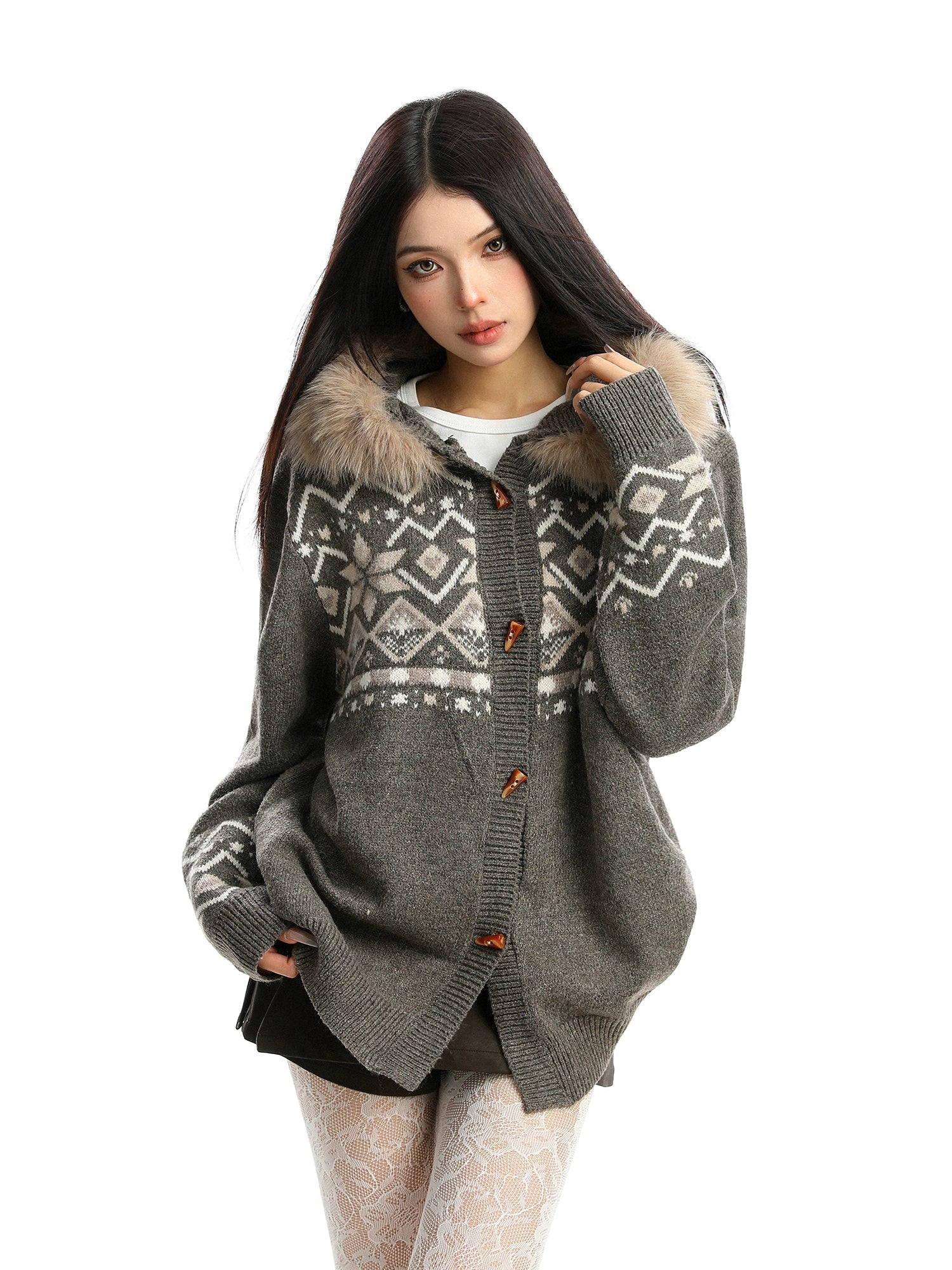 Nordic Tong Knit Cardigan Nordic Tong Knit Cardigan