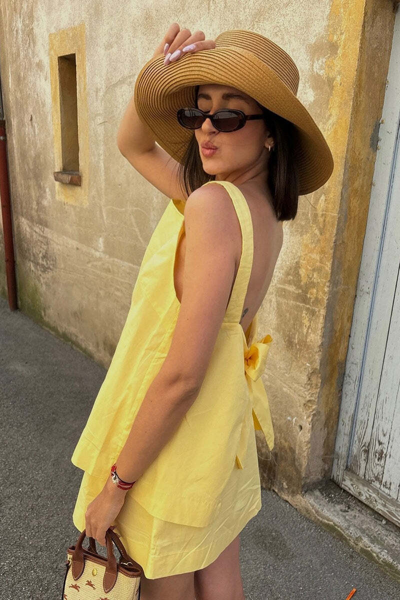 Off Shoulder Cami Tie Back Two Piece Set Off Shoulder Cami Tie Back Two Piece Set