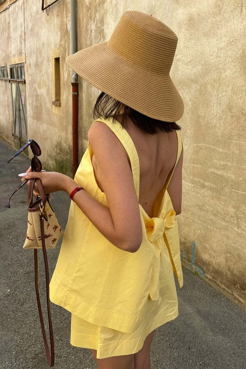 Off Shoulder Cami Tie Back Two Piece Set Off Shoulder Cami Tie Back Two Piece Set