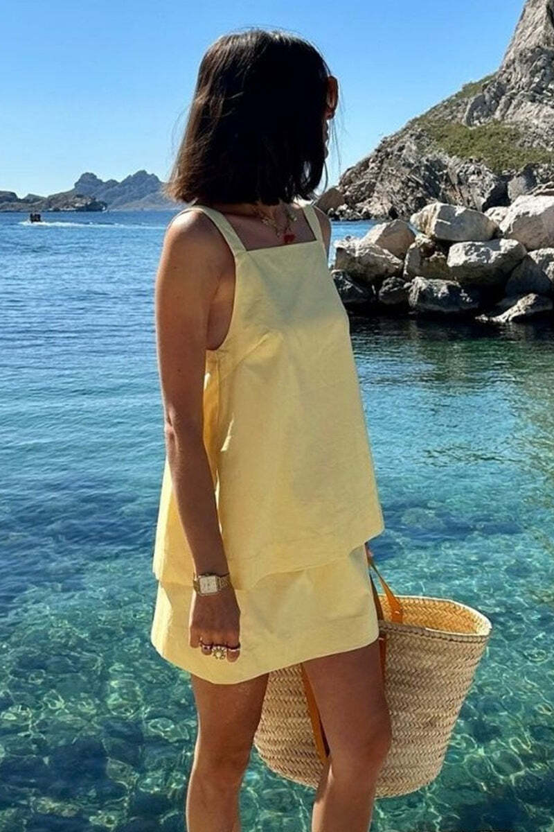 Off Shoulder Cami Tie Back Two Piece Set Off Shoulder Cami Tie Back Two Piece Set