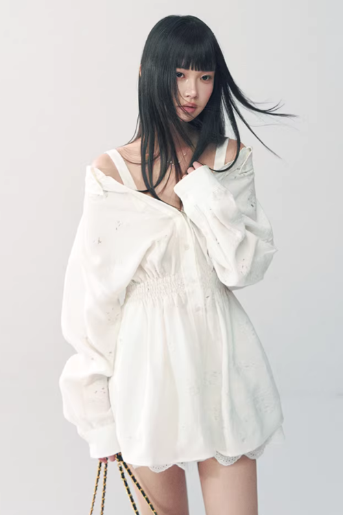 Off-Shoulder Long Sleeve Lace Dress