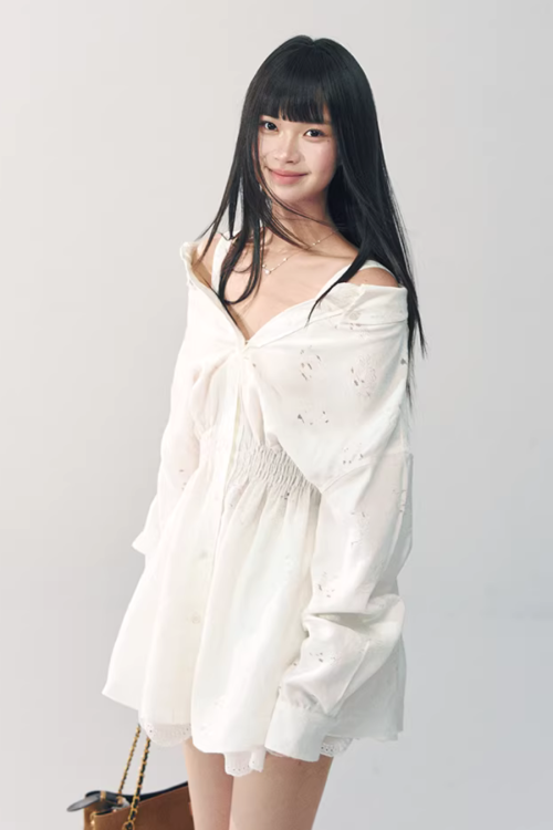 Off-Shoulder Long Sleeve Lace Dress