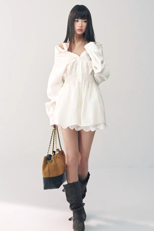 Off-Shoulder Long Sleeve Lace Dress