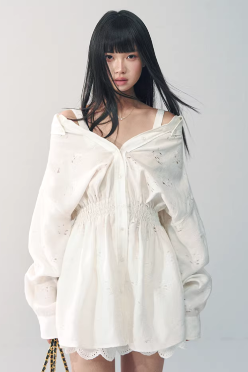 Off-Shoulder Long Sleeve Lace Dress