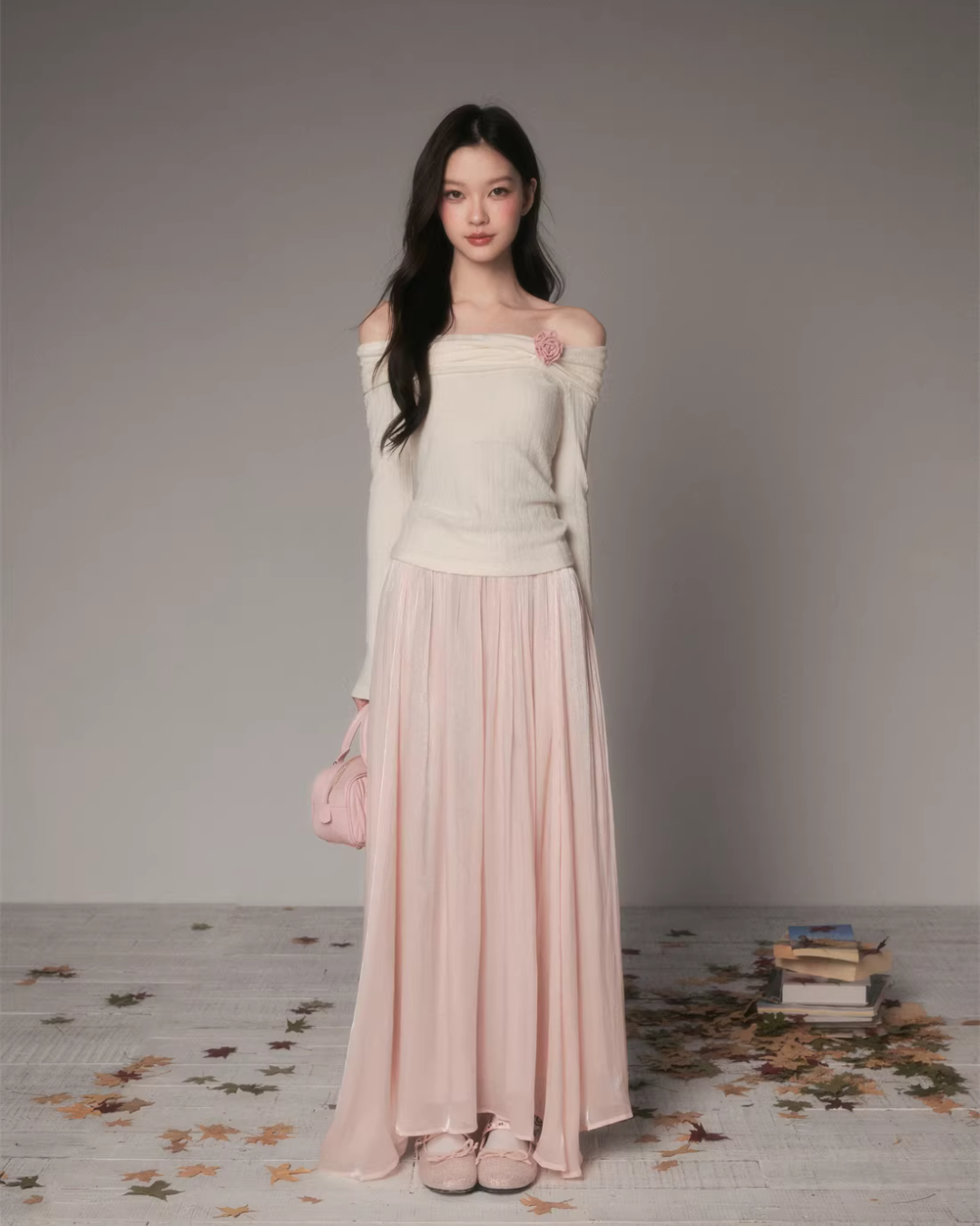 Off-Shoulder Long Sleeve Top Off-Shoulder Long Sleeve Top