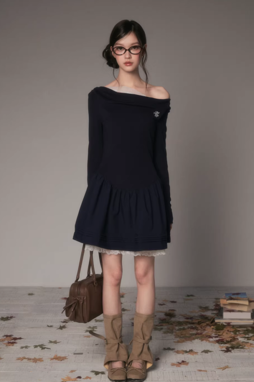 Off-Shoulder Polka Dot Dress