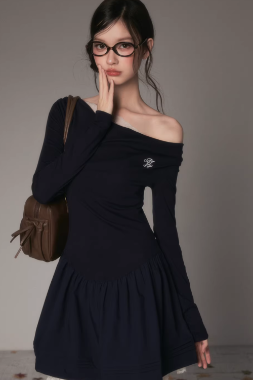 Off-Shoulder Polka Dot Dress